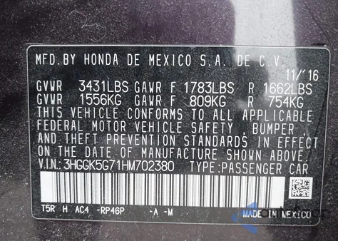 2017 Honda Fit Ex from USA, damaged, VIN 3HGGK5G71HM702380